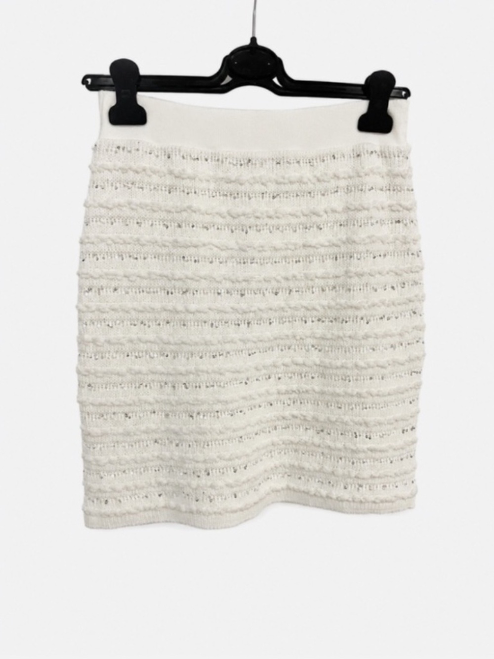 Maria Pavan "Chelsea" Knit Mini Skirt Off White Sequins Size Small NWT - Picture 5 of 5